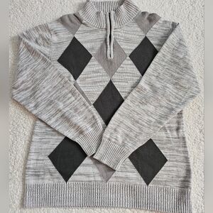 Carbon 1/4 Zip Pullover Diamond Argyle Sweater Men’s XXL  Gray/Black/Gray